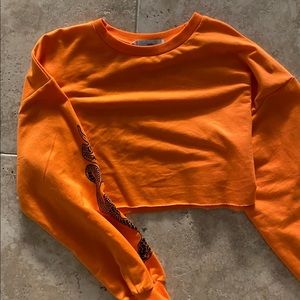 Adika Orange Long Sleeved Crop Top